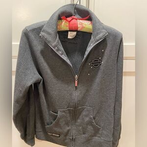 Harley Davidson Full Zip Jacket Sz small Womens Gray Logo Sheldon’s Auburn Mass